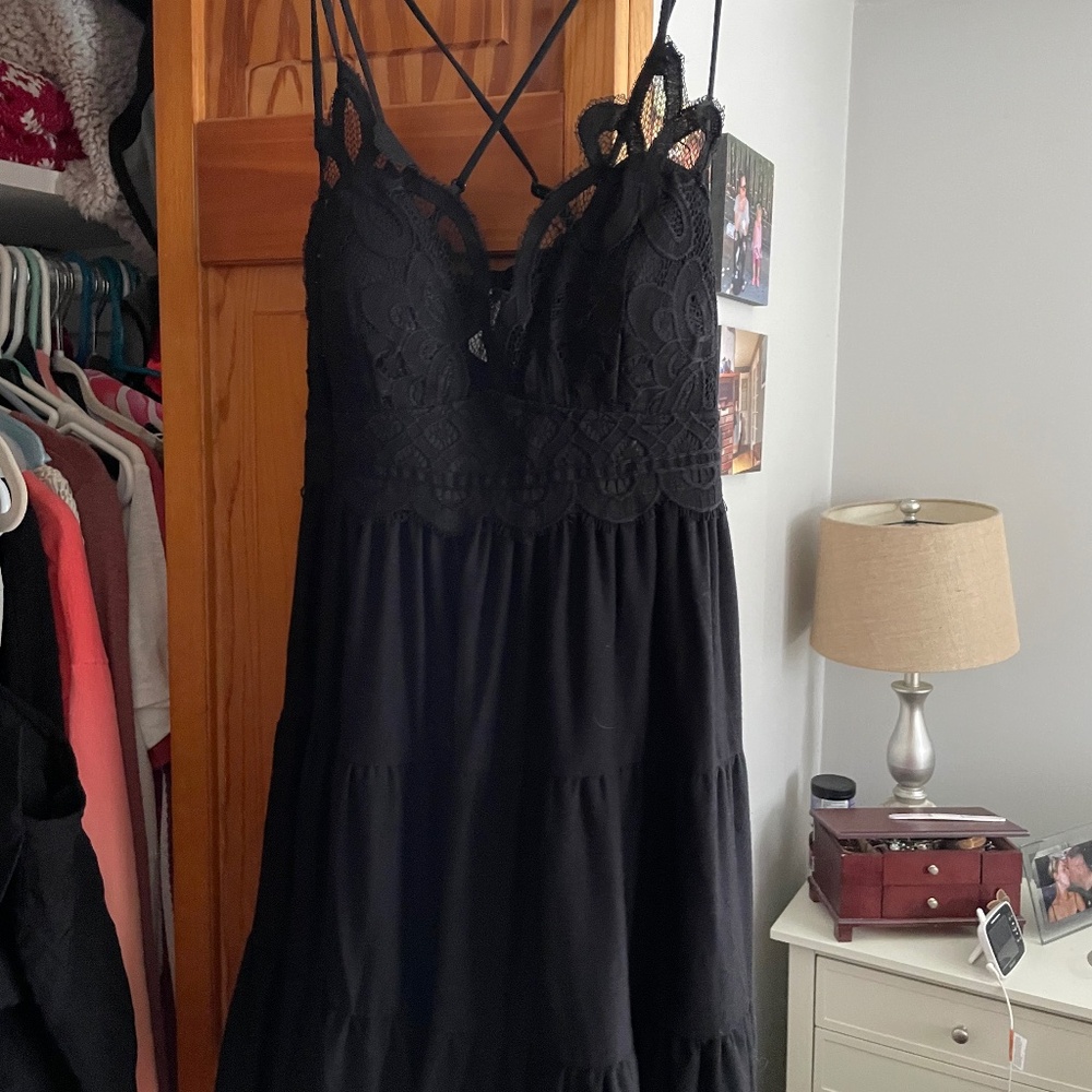 Black lace swing dress